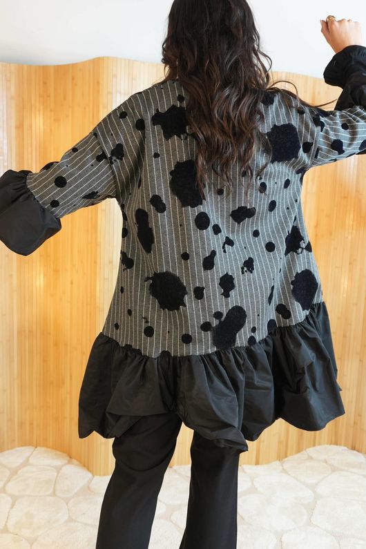 Oscar Rue Dress Pin Stripe Grey